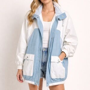 Vintage Monica Gray Coastal Normcore Colorblock Windbreaker Jacket XL